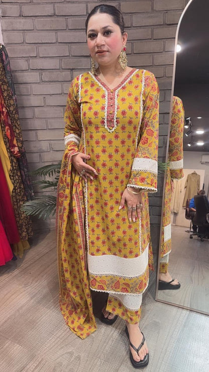 Awigna Musturd Designer Cotton suit