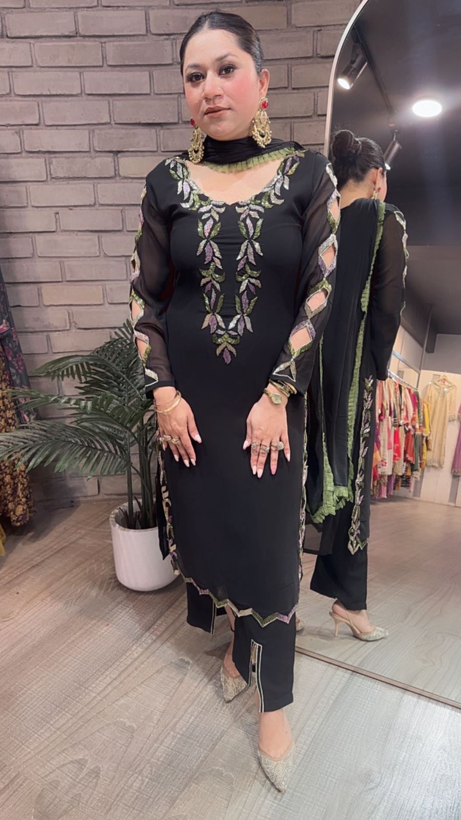 Falguni Black Katdana Designer Suit