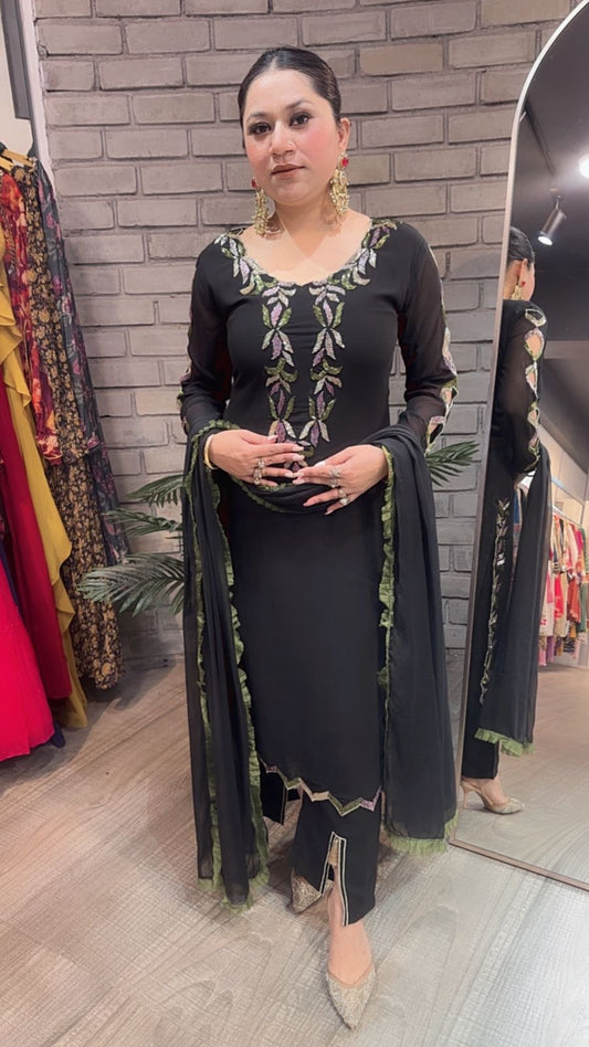 Falguni Black Katdana Designer Suit