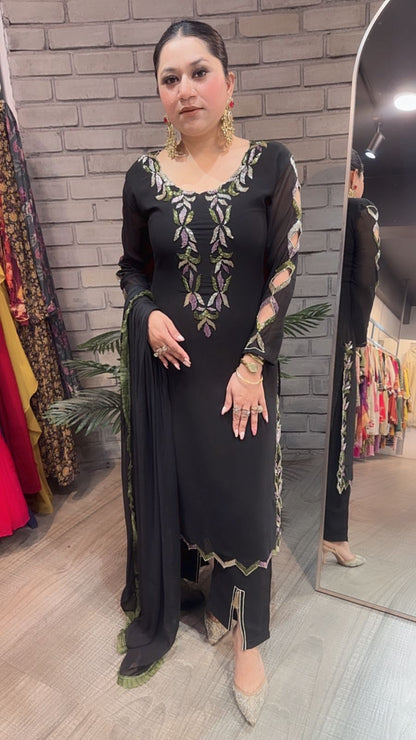 Falguni Black Katdana Designer Suit