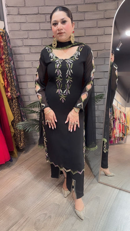 Falguni Black Katdana Designer Suit