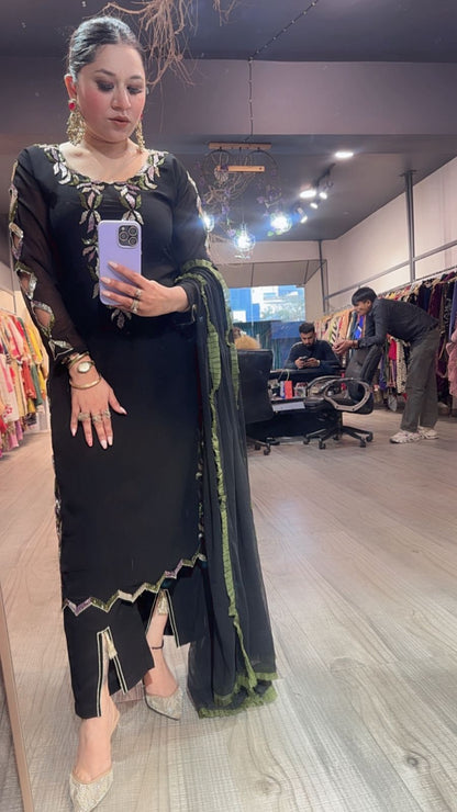 Falguni Black Katdana Designer Suit