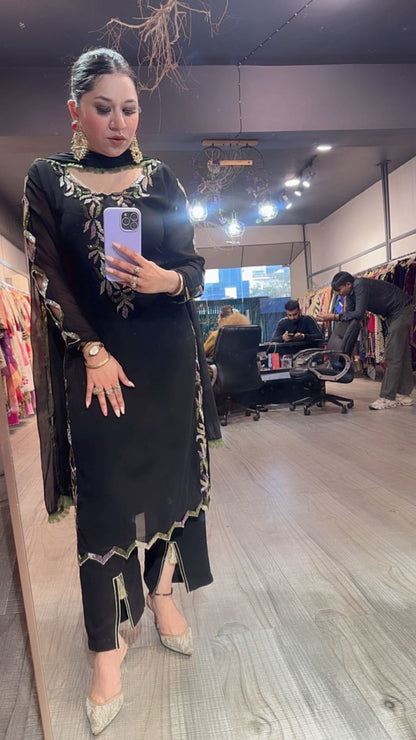 Falguni Black Katdana Designer Suit