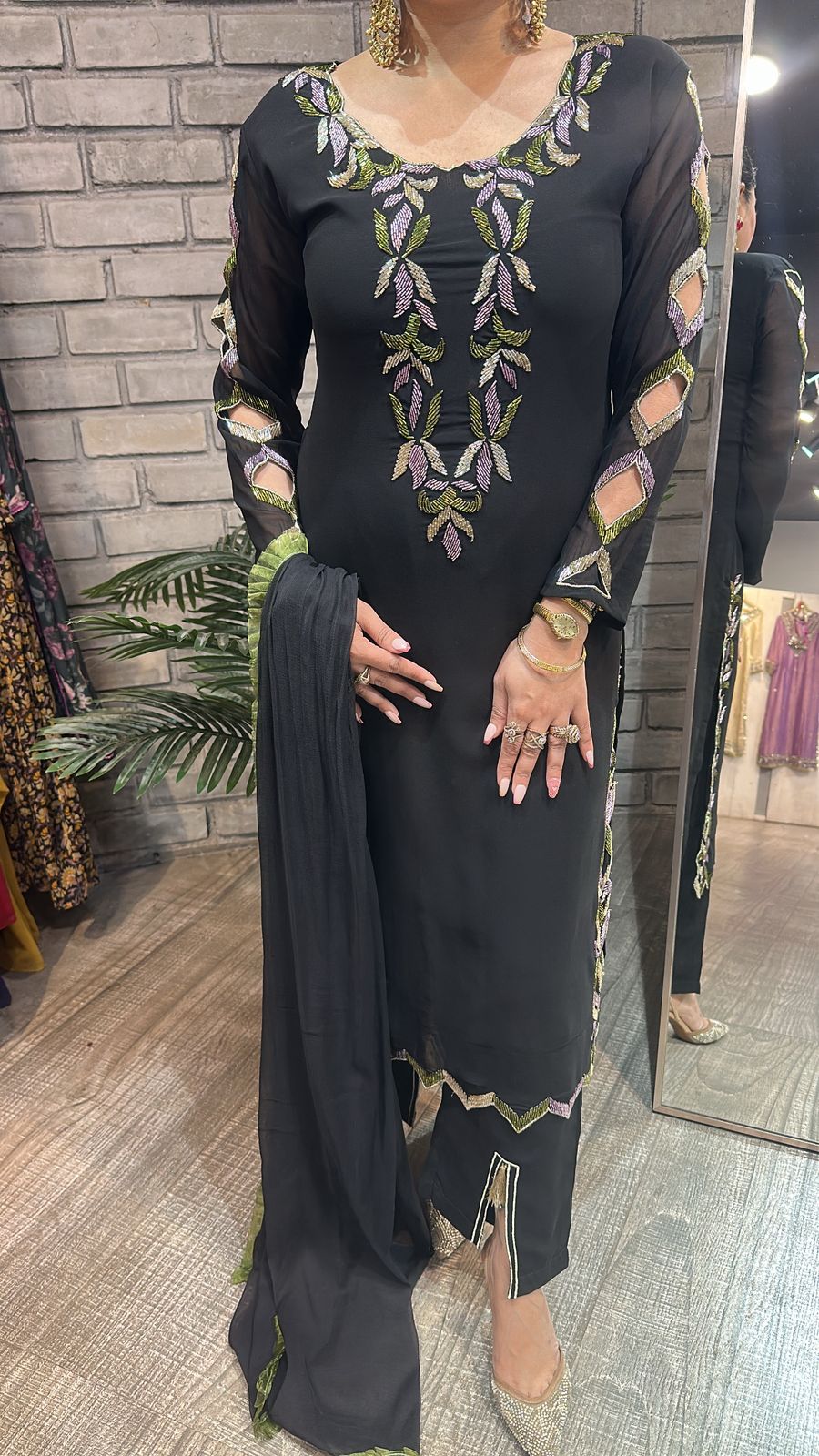 Falguni Black Katdana Designer Suit