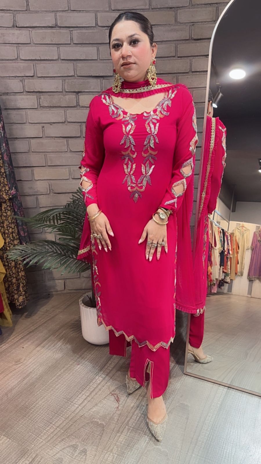 Falguni Hot pink Katdana Designer Suit