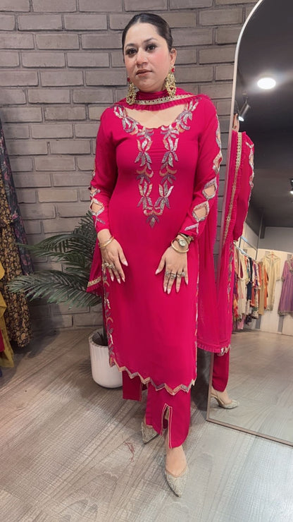 Falguni Hot pink Katdana Designer Suit