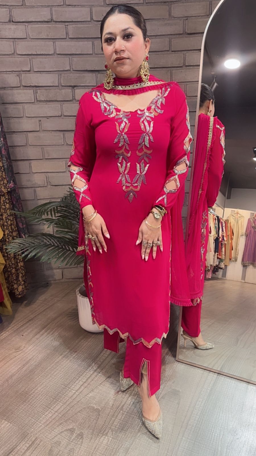 Falguni Hot pink Katdana Designer Suit