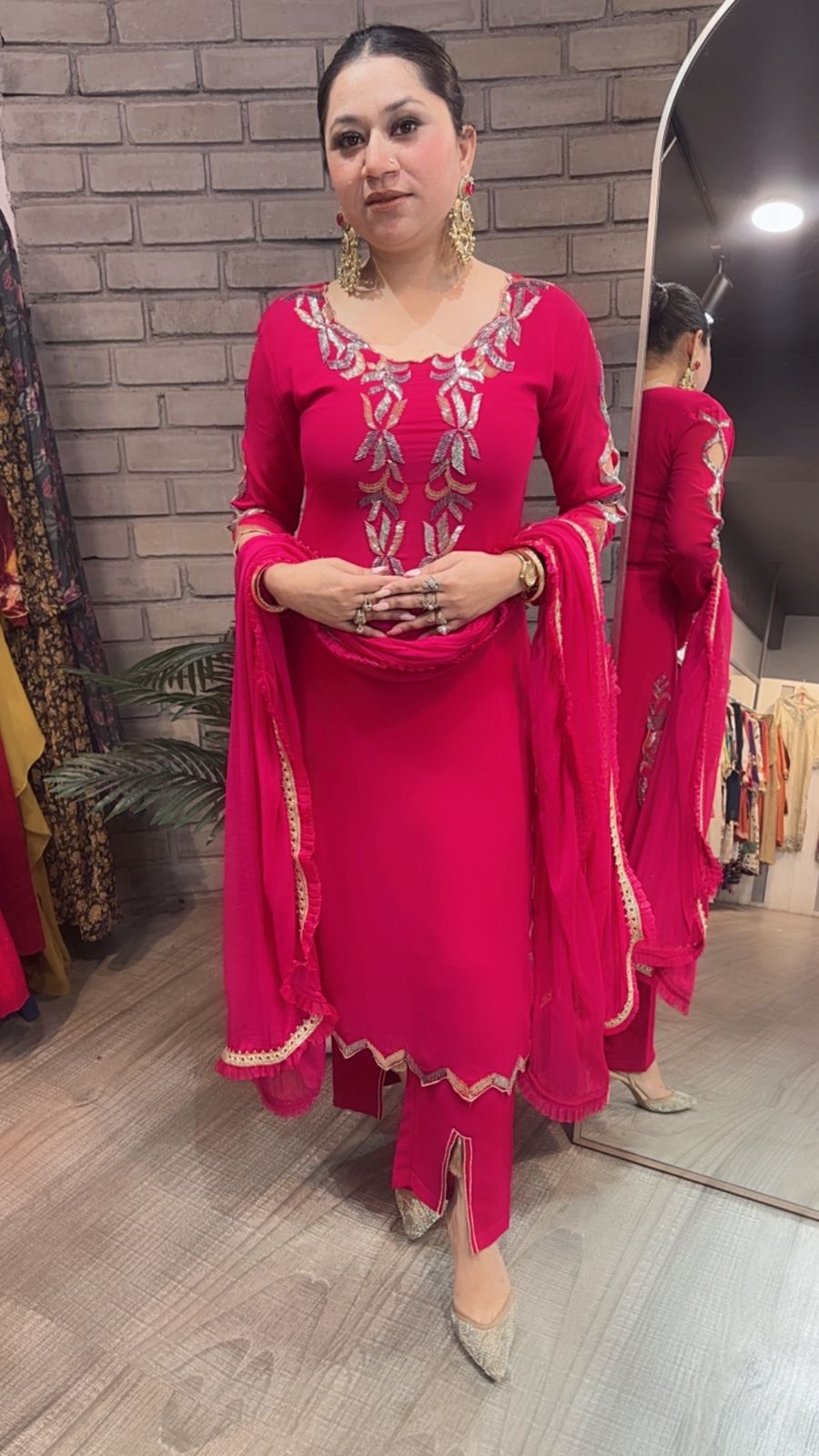 Falguni Hot pink Katdana Designer Suit
