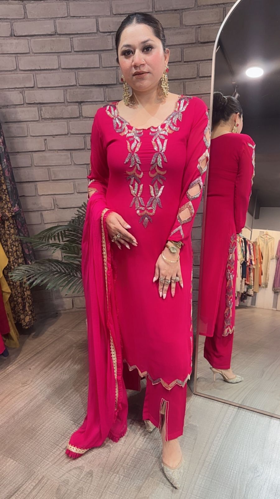 Falguni Hot pink Katdana Designer Suit