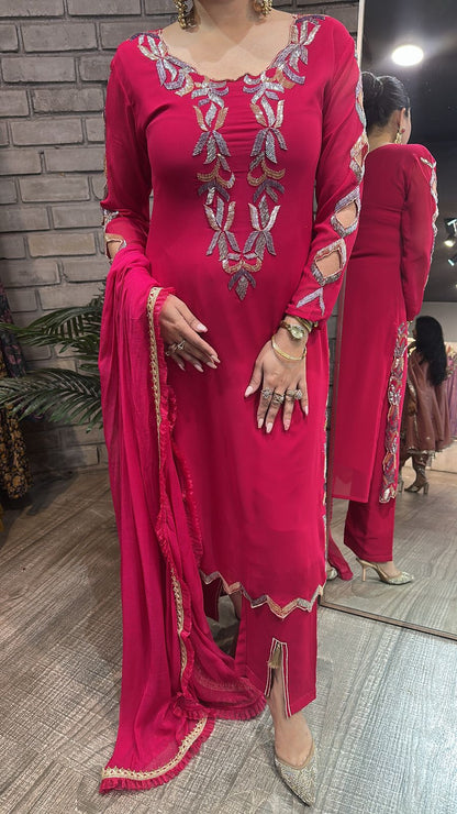 Falguni Hot pink Katdana Designer Suit