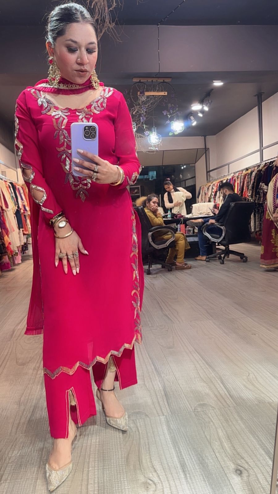 Falguni Hot pink Katdana Designer Suit