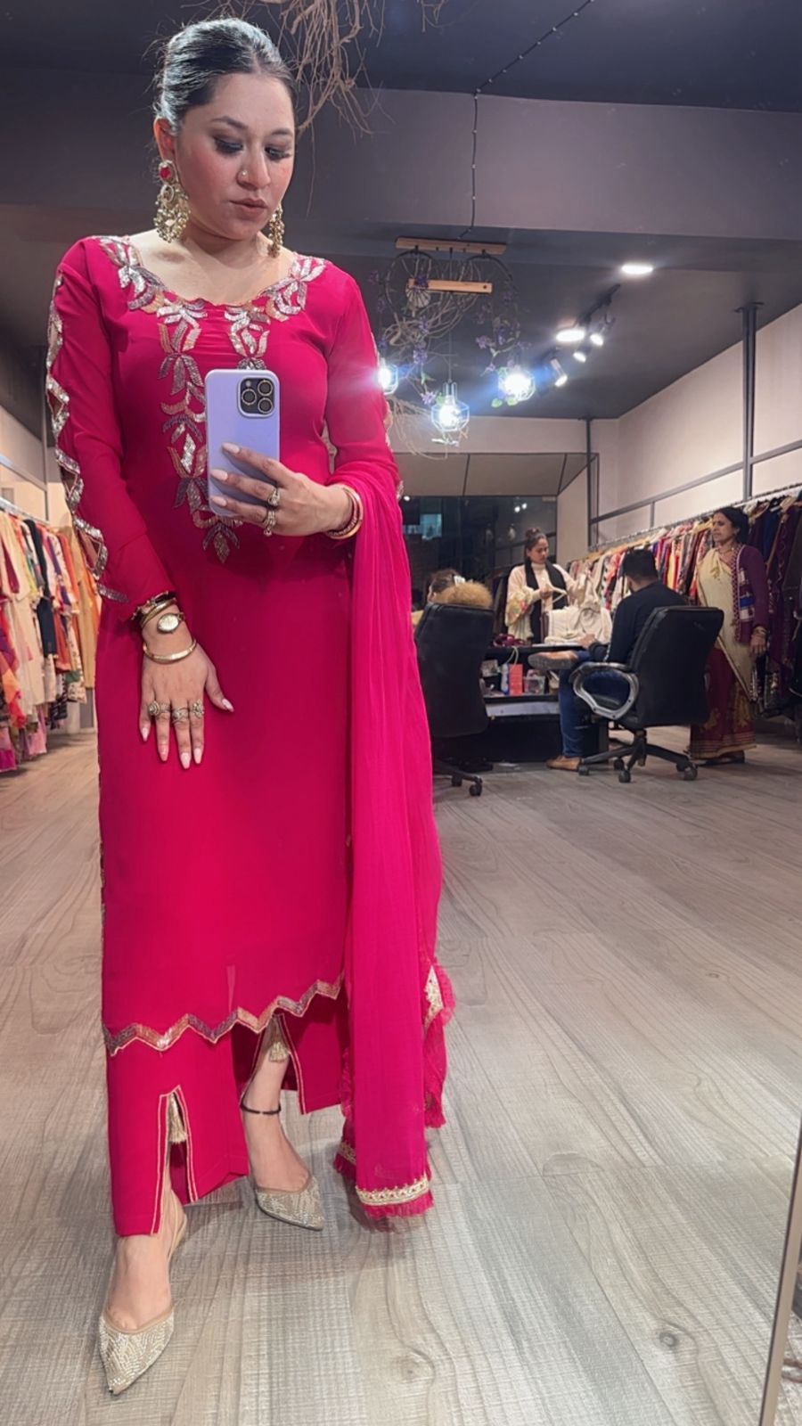 Falguni Hot pink Katdana Designer Suit