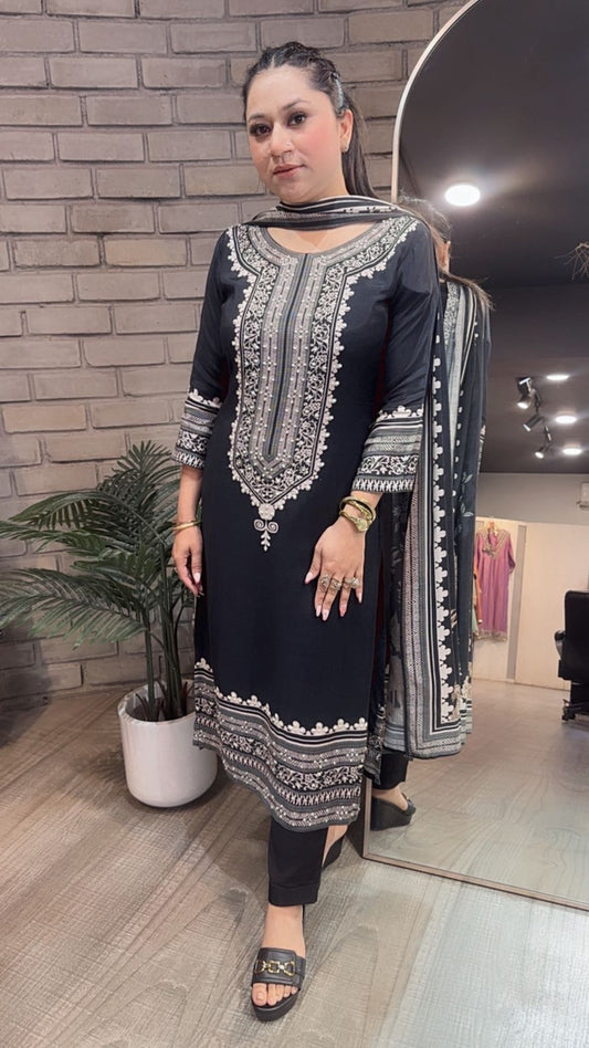 Forever Black white Designer Suit