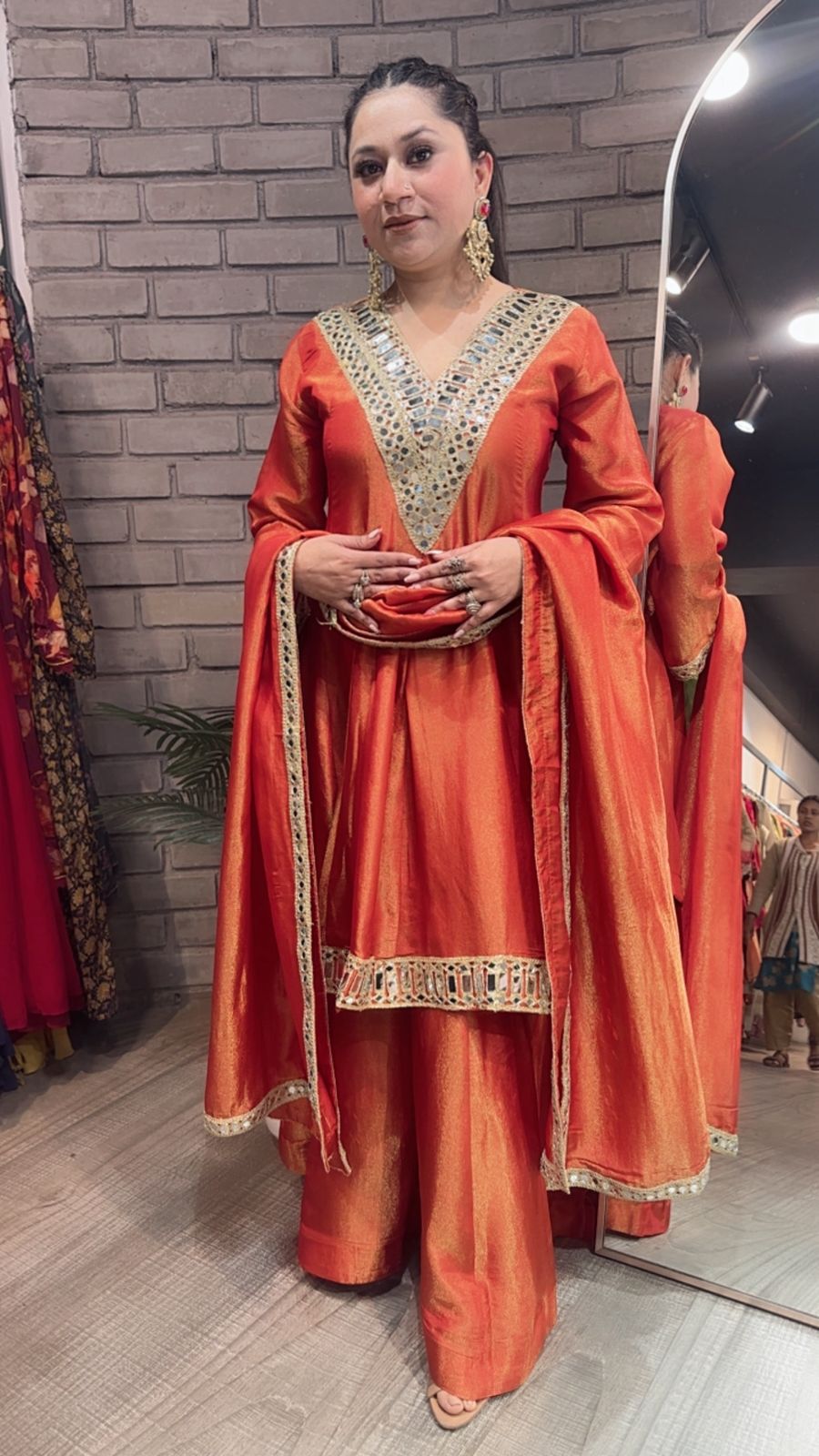 Kurban Rust mirror work Designer Suit