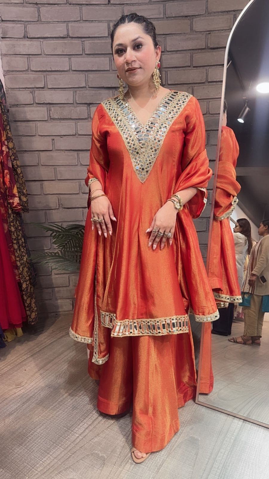 Kurban Rust mirror work Designer Suit