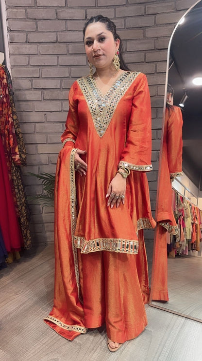 Kurban Rust mirror work Designer Suit