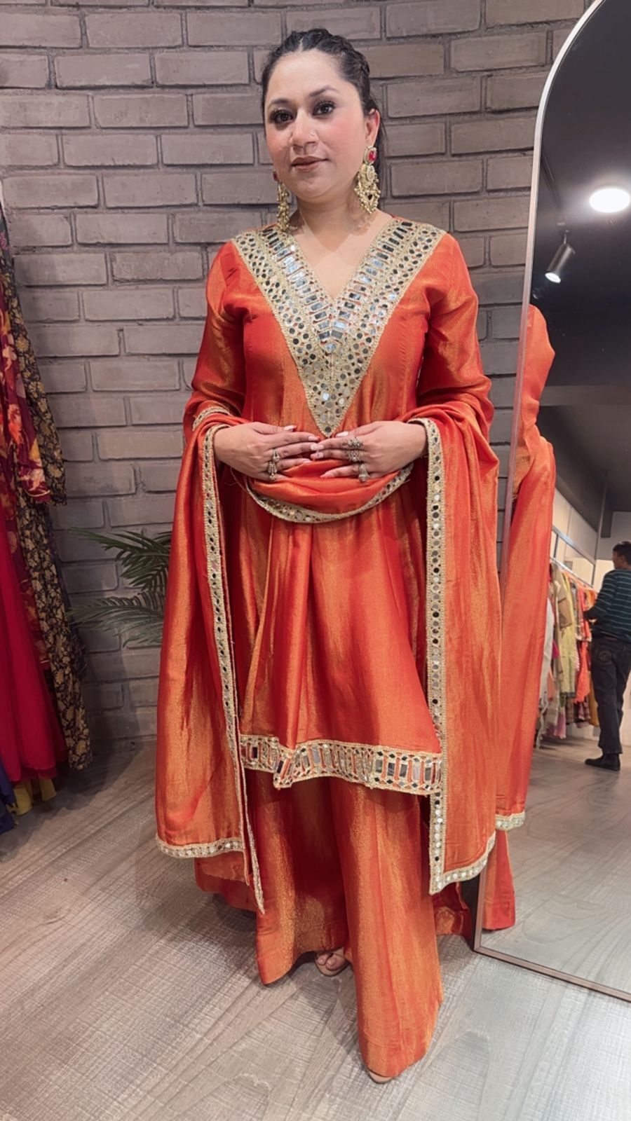 Kurban Rust mirror work Designer Suit