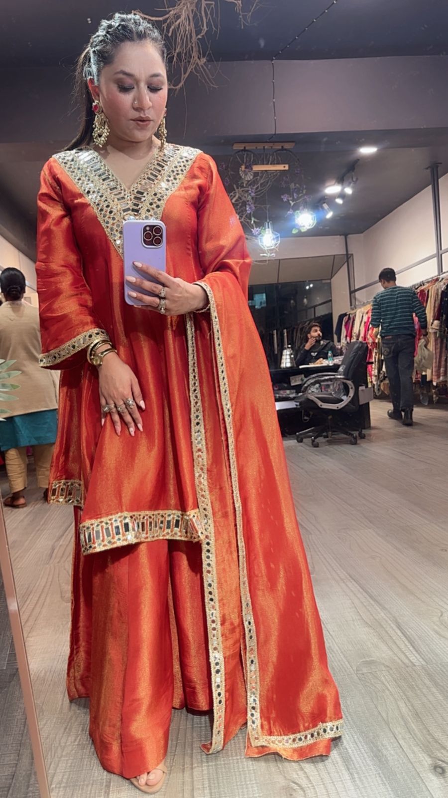 Kurban Rust mirror work Designer Suit