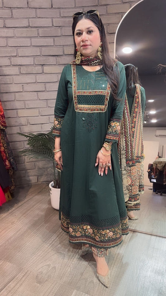 Akira Bottel Green Designer Anarkali Suit