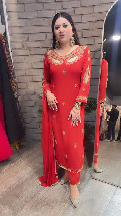 Kalidaar Rust Katdana Designer Suit