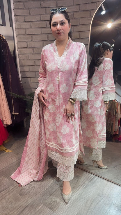 Zinnia Designer A-Line Cotton Suit