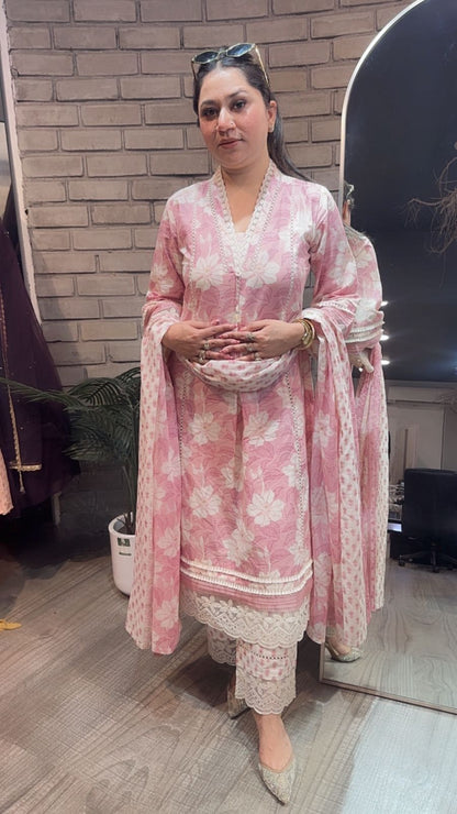 Zinnia Designer A-Line Cotton Suit