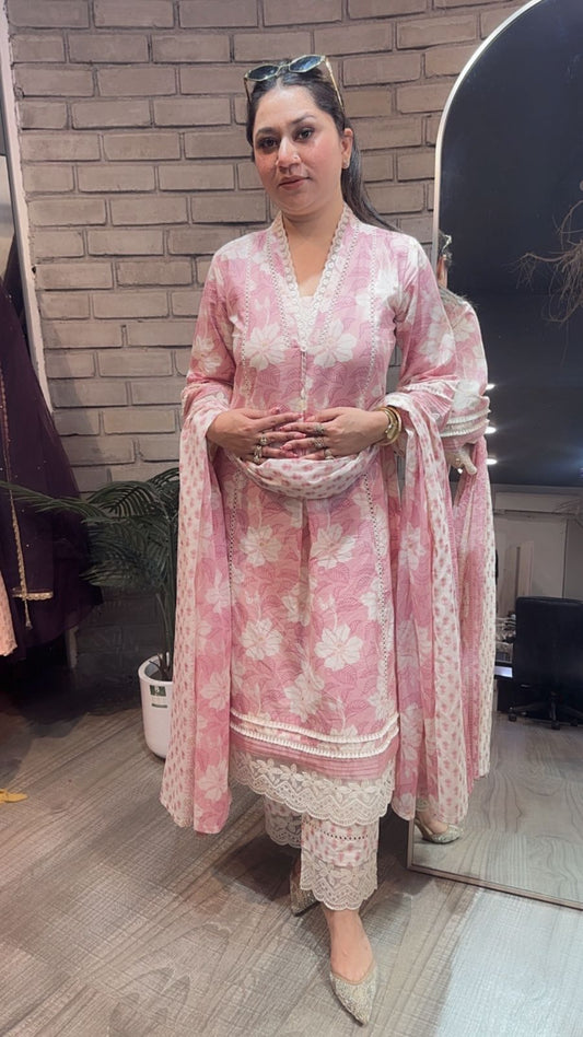 Zinnia Designer A-Line Cotton Suit