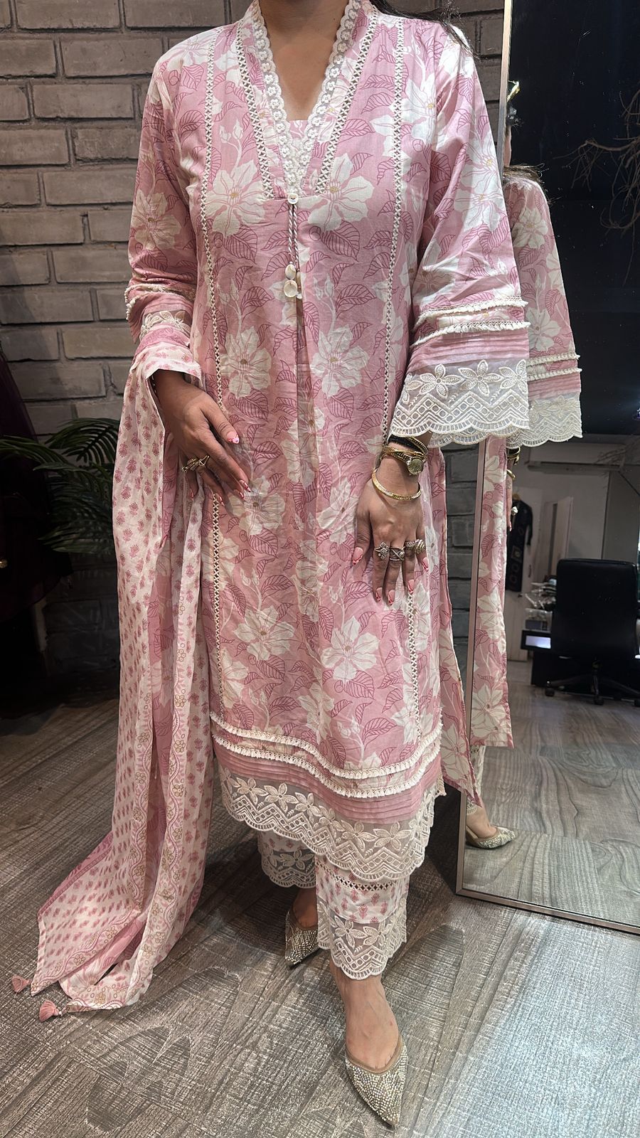 Zinnia Designer A-Line Cotton Suit