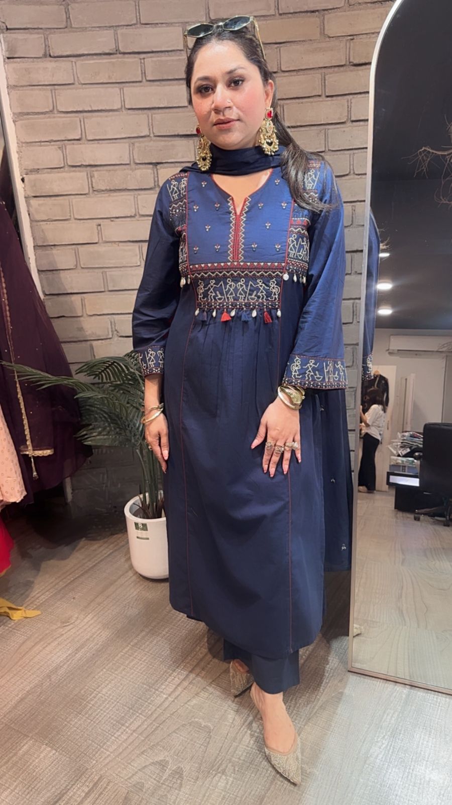 Varanasi Navy Blue Designer Cotton Suit