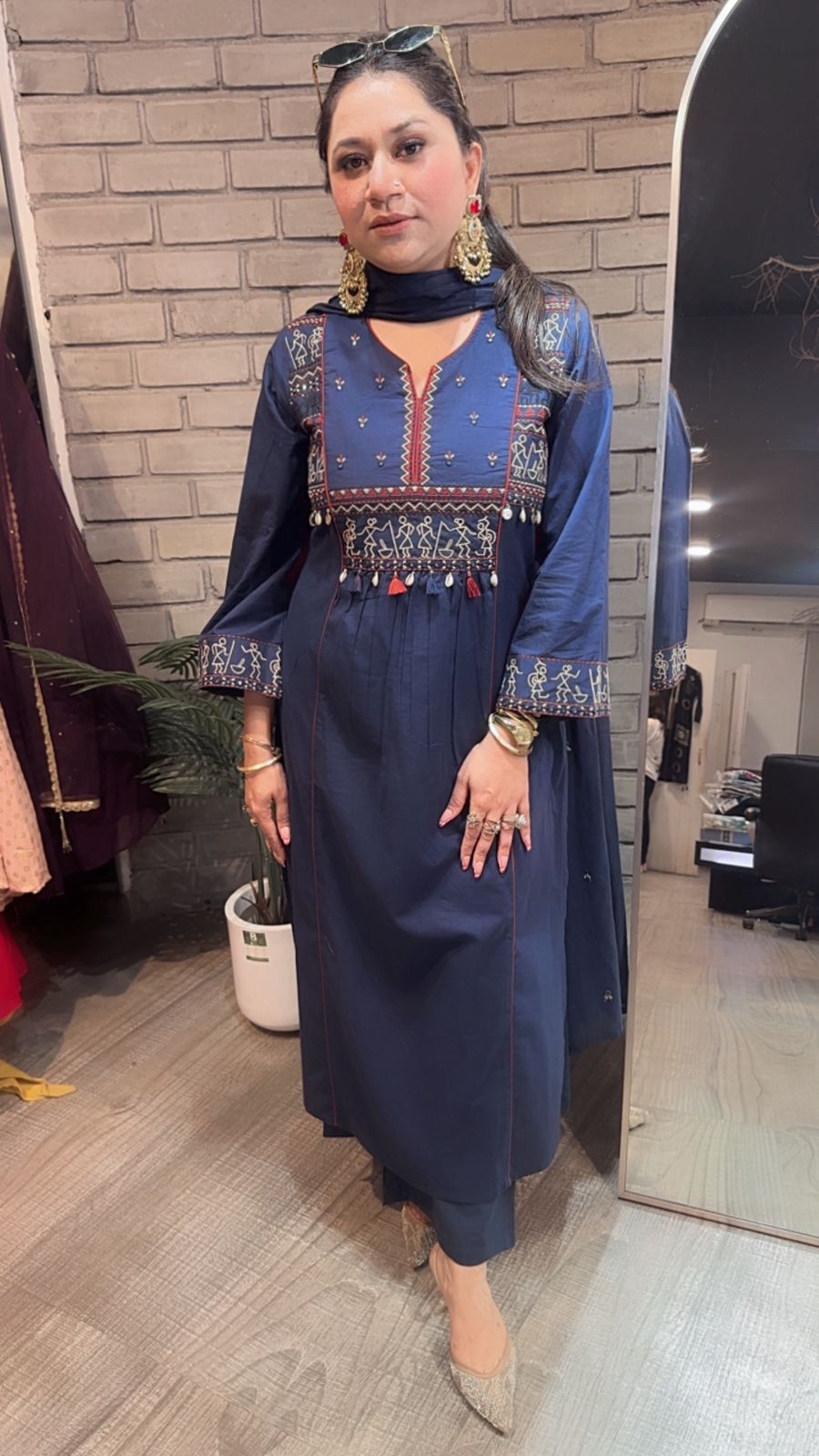 Varanasi Navy Blue Designer Cotton Suit