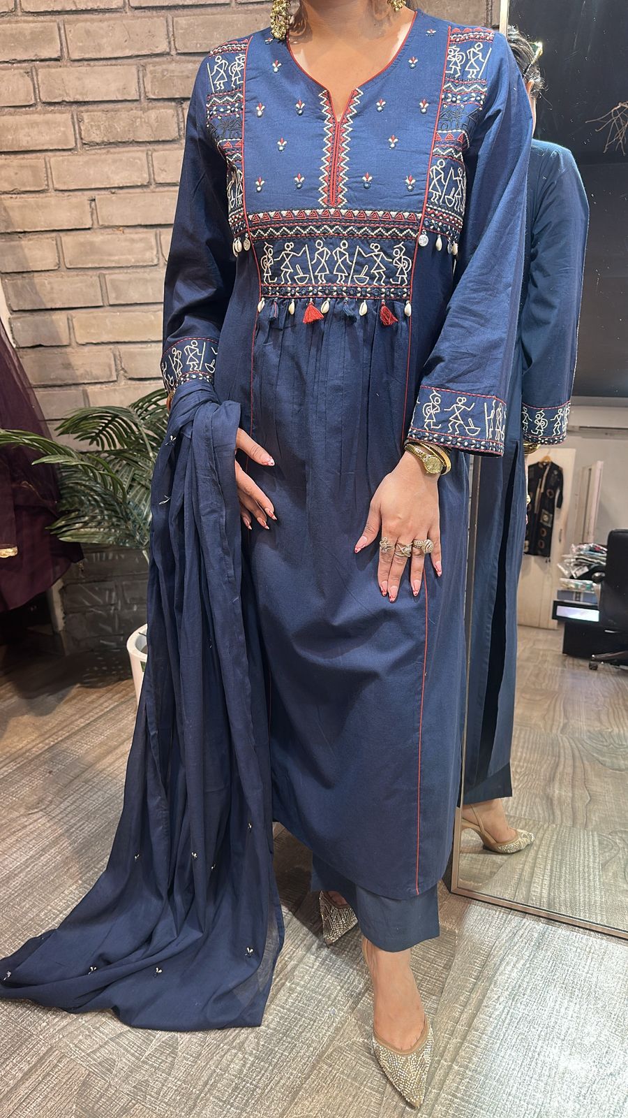 Varanasi Navy Blue Designer Cotton Suit