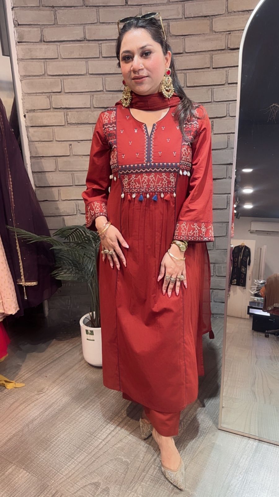 Varanasi Rust Designer Cotton Suit