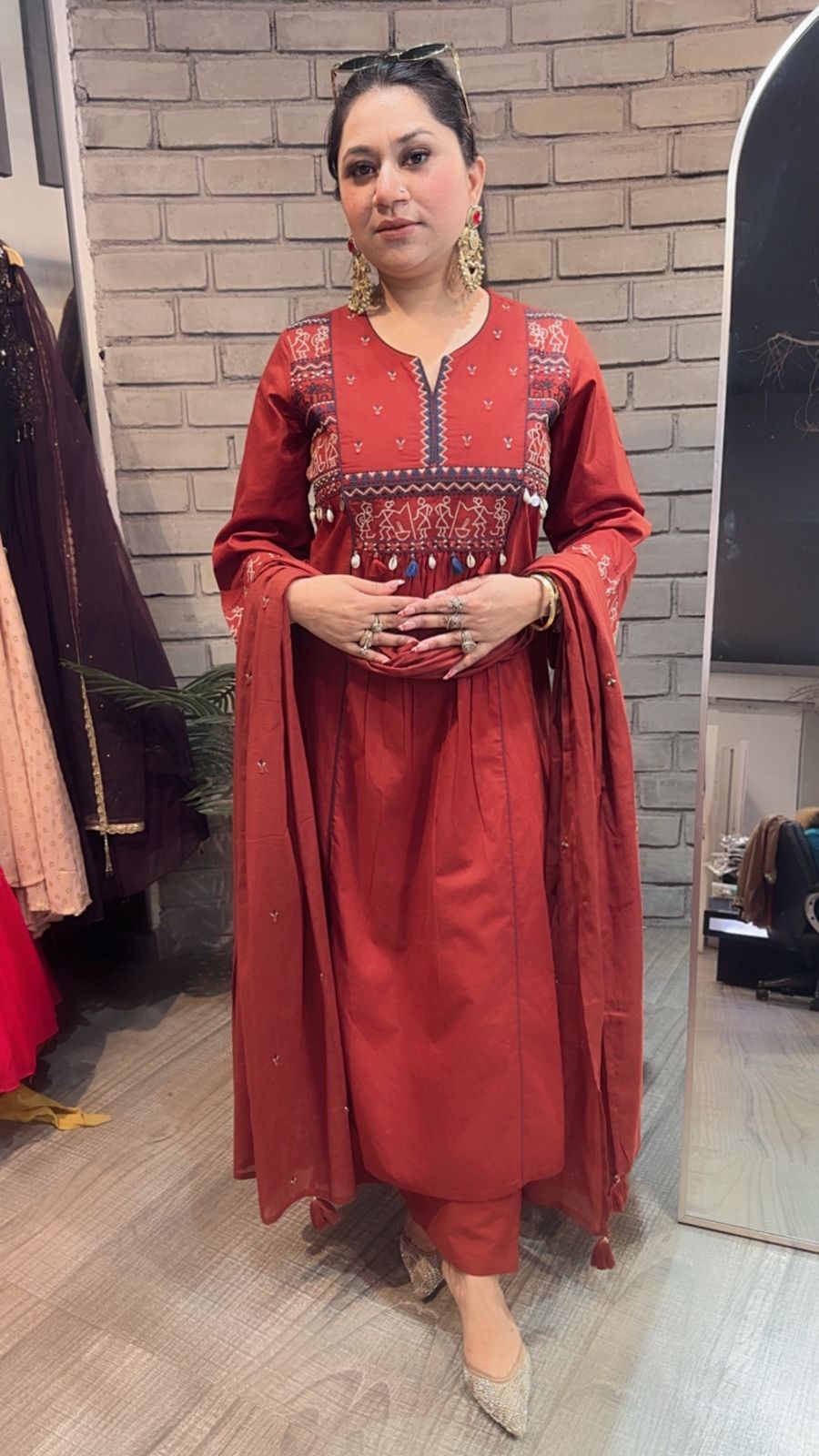 Varanasi Rust Designer Cotton Suit