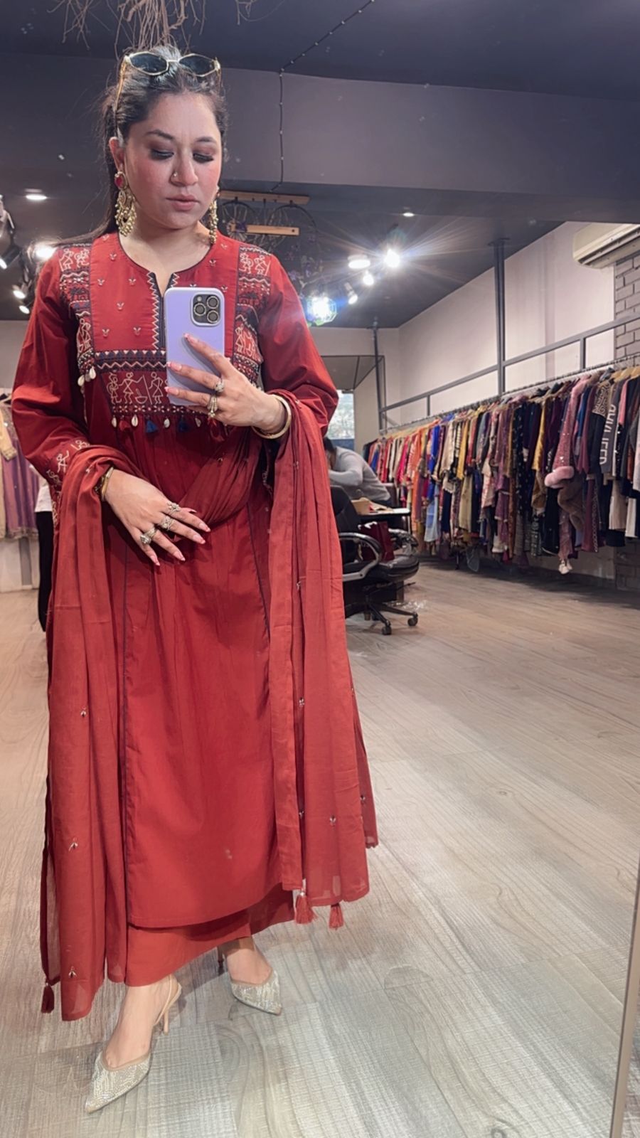 Varanasi Rust Designer Cotton Suit