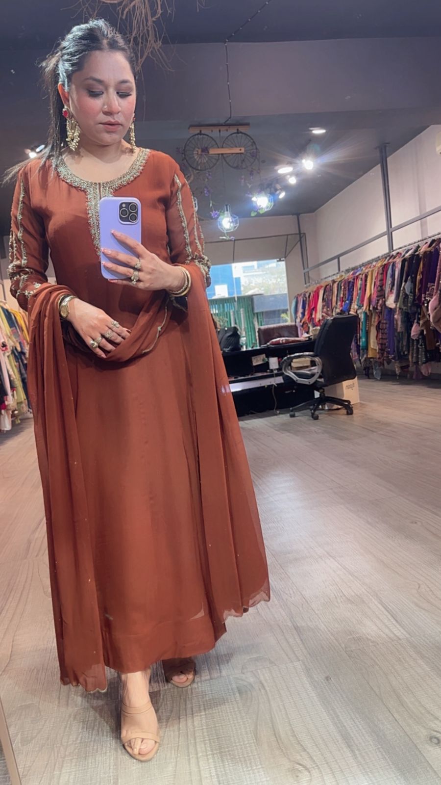 Flaunt Coffee Brown Designer Anarkali Suit