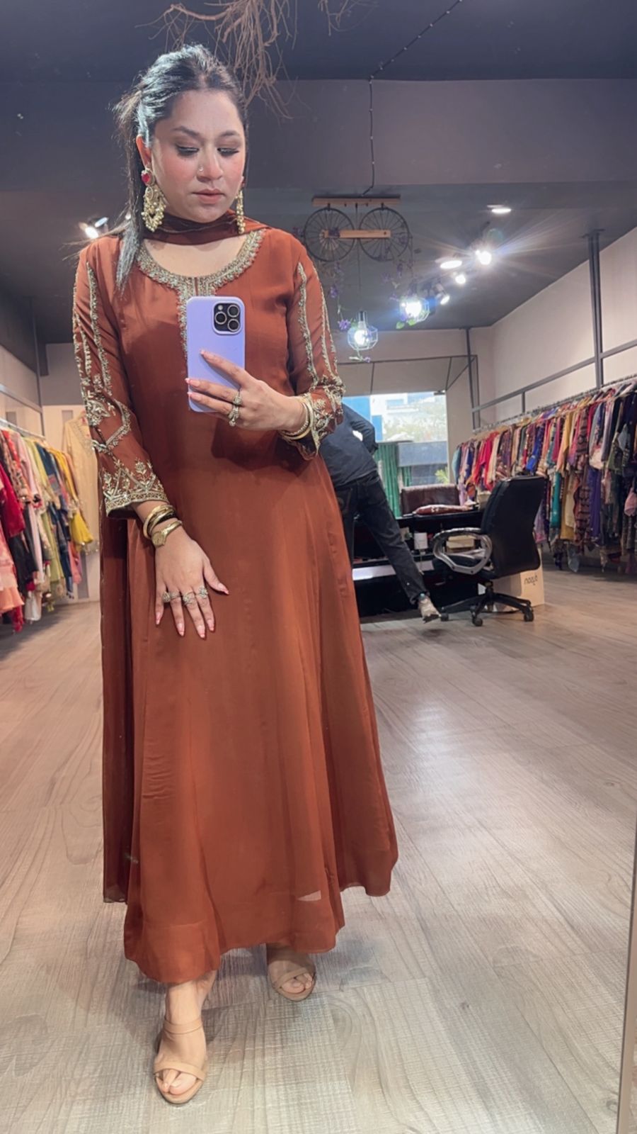 Flaunt Coffee Brown Designer Anarkali Suit