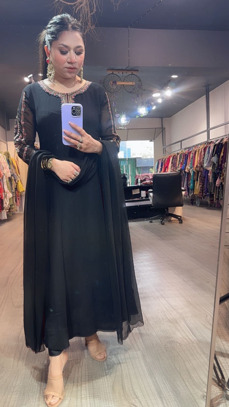 Flaunt Black Designer Anarkali Suit