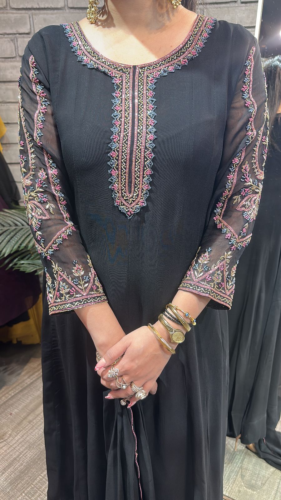 Flaunt Black Designer Anarkali Suit