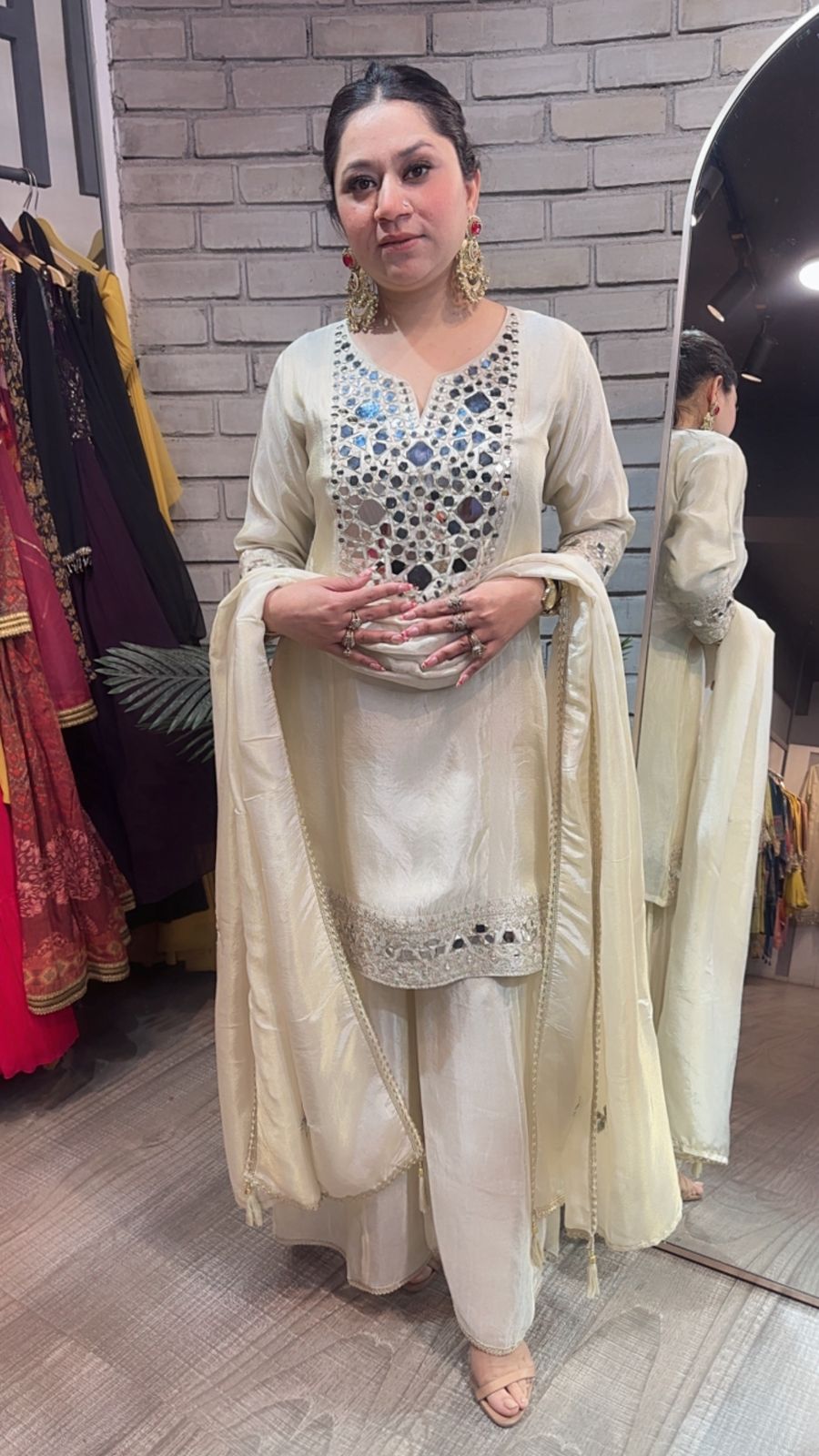 Sheesh mahal ivory Designer Suit