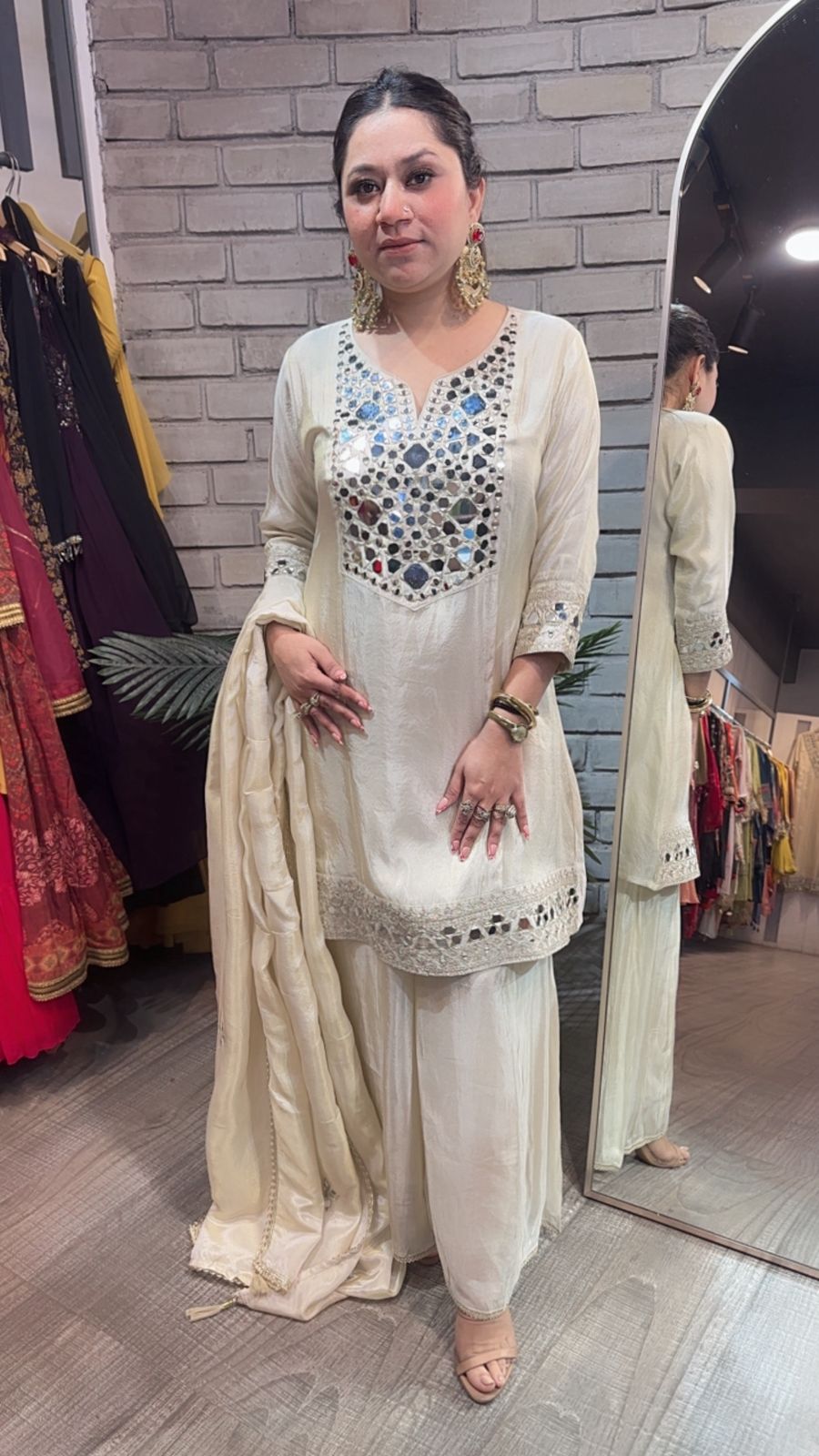 Sheesh mahal ivory Designer Suit
