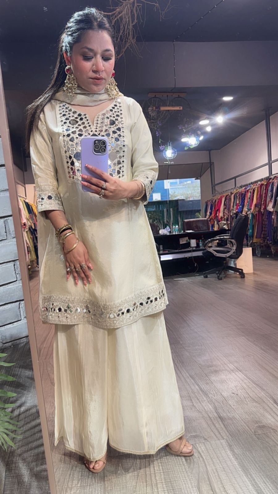 Sheesh mahal ivory Designer Suit