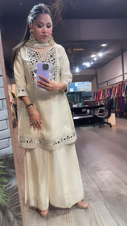 Sheesh mahal ivory Designer Suit