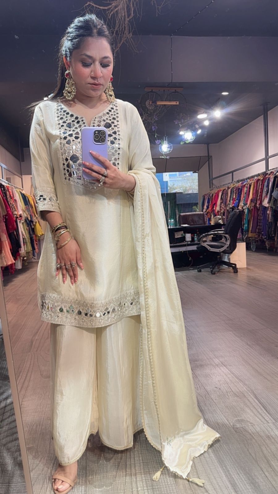 Sheesh mahal ivory Designer Suit