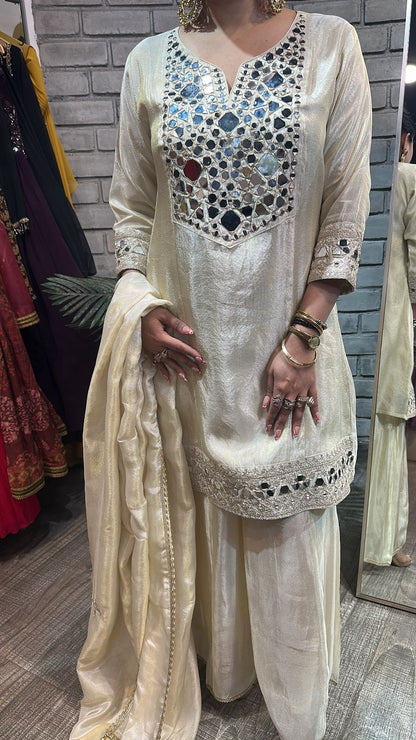 Sheesh mahal ivory Designer Suit