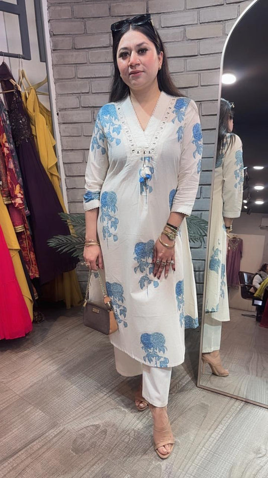 Tabeer Blue Floral Designer Cordset