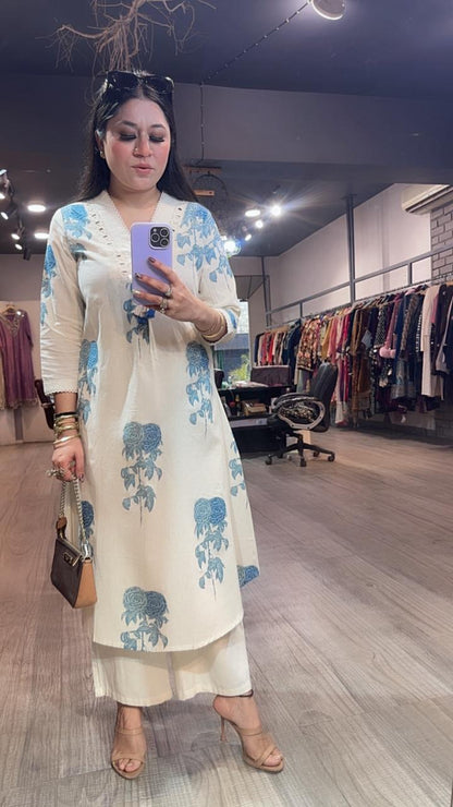 Tabeer Blue Floral Designer Cordset