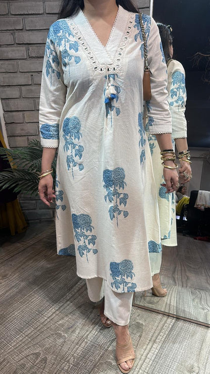 Tabeer Blue Floral Designer Cordset