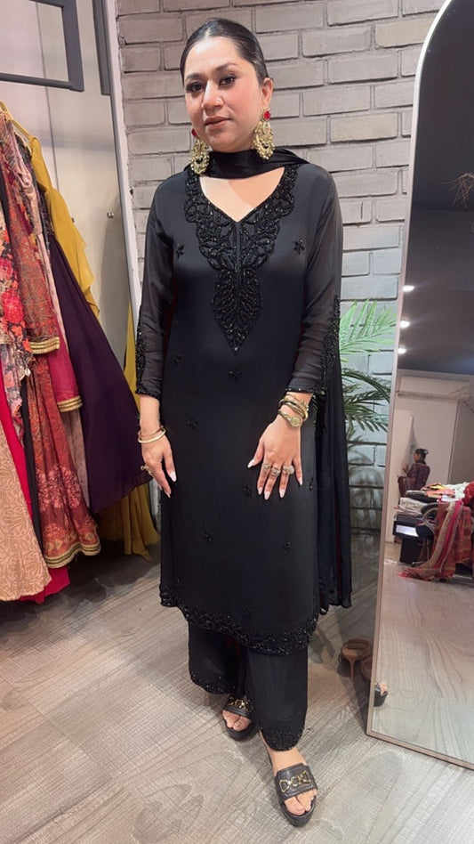 Chocolatti Black Katdana Designer Suit