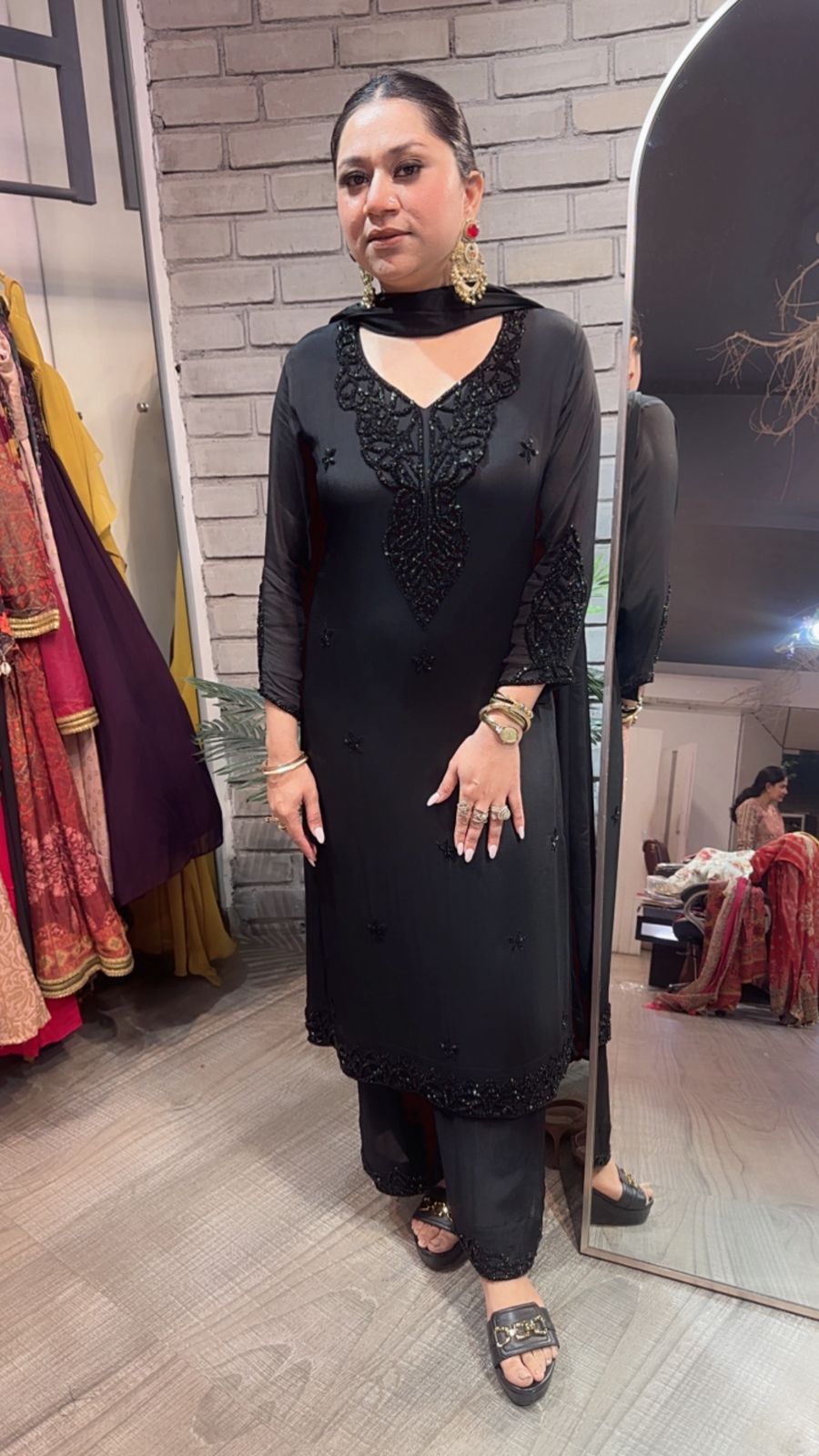 Chocolatti Black Katdana Designer Suit