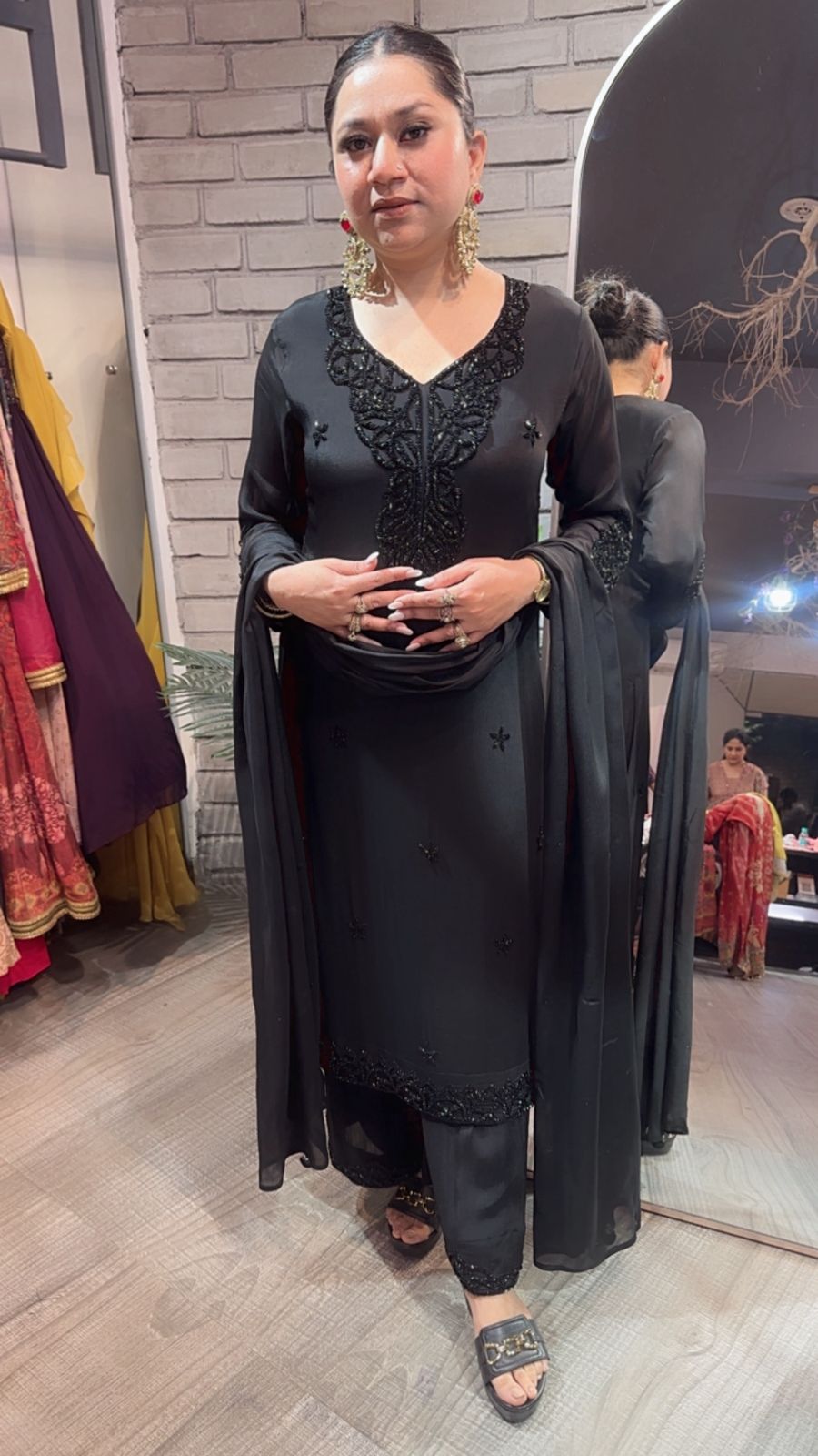Chocolatti Black Katdana Designer Suit